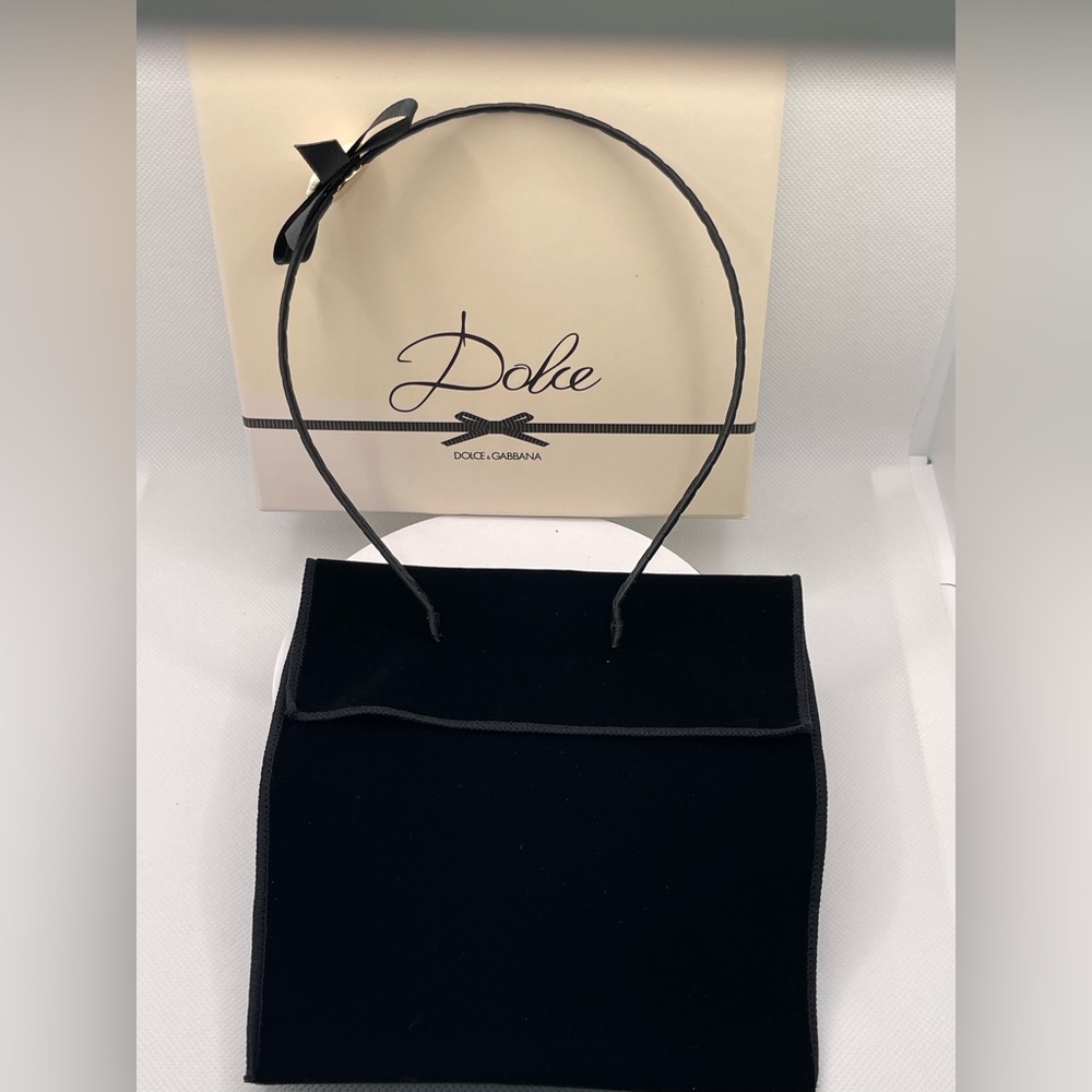 Dolce & Gabbana Black Headband with White Flower